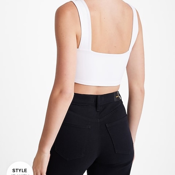 NWT Express Body Contour High Compression Square Neck Cropped Tank - Picture 2 of 3